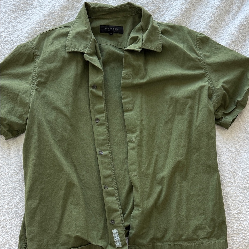 rag & bone Green Short Sleeve Button Down Shirt